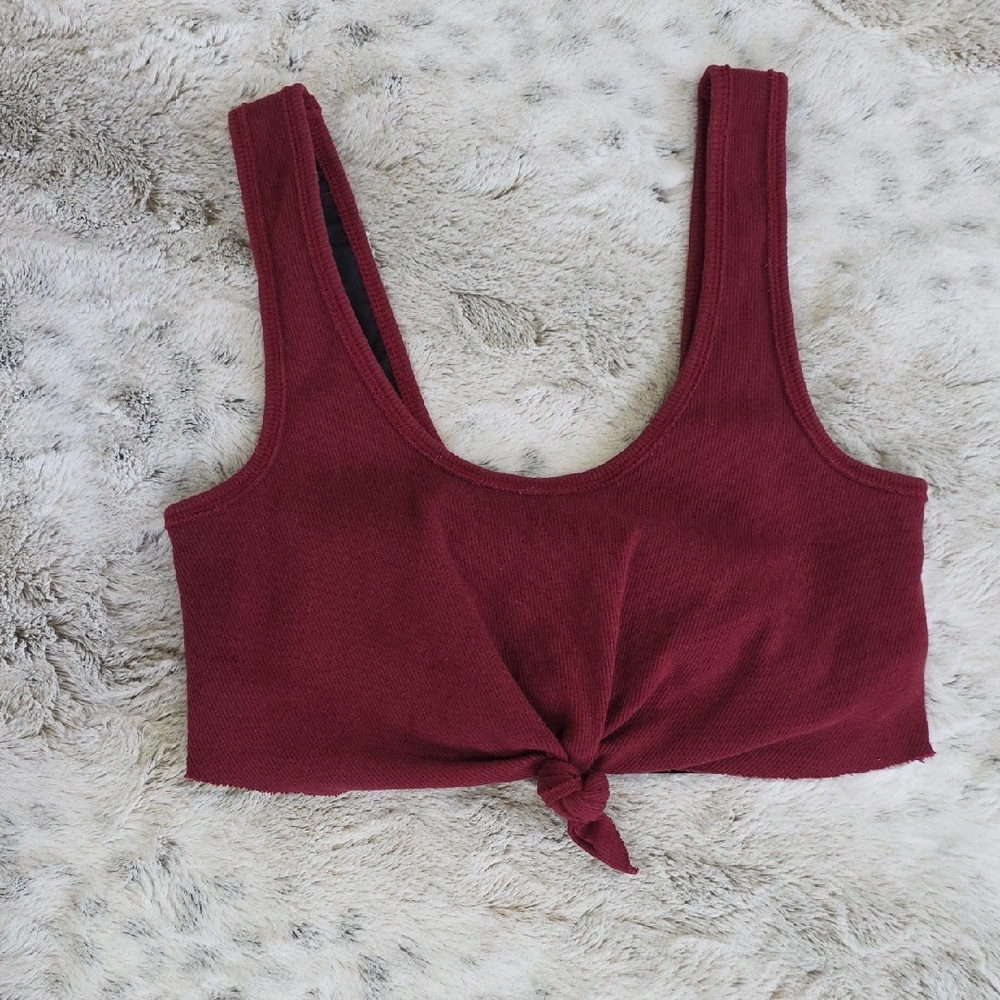 FP Movement Free People Ribbed Knot-Front Sports Bra - Medium